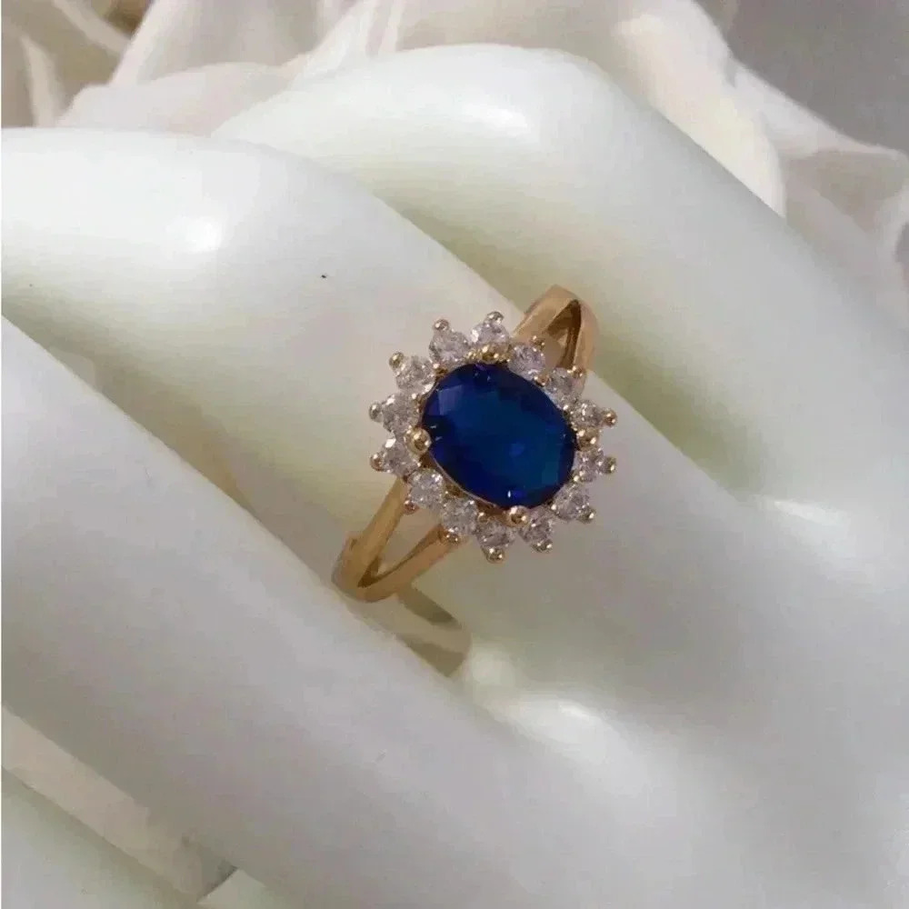 18Kt Rose Gold Plated Blue Ring